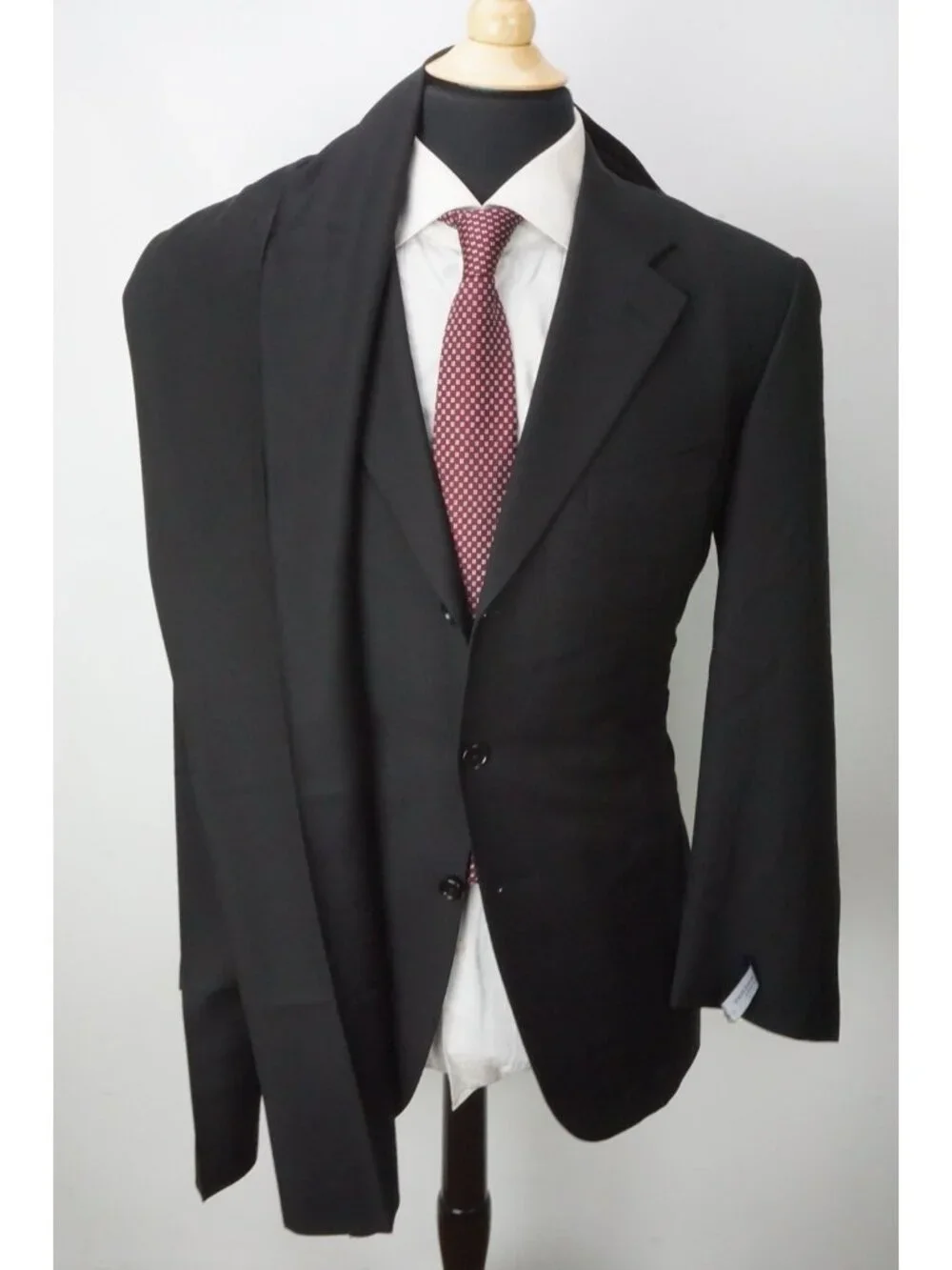 Burberry London Solid Black Wool 2 Pc Suit Jacket Pants Sz 40R BRAND NEW